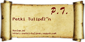 Petki Tulipán névjegykártya